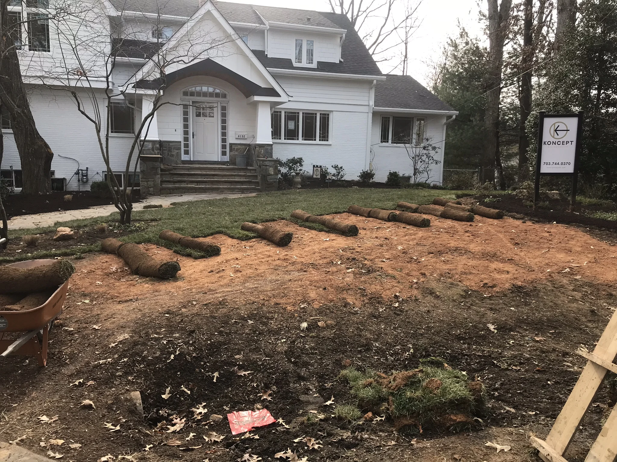 Fresh Sod Rolls Being Installed